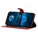 Samsung Galaxy A27 EIDERWOOD Kunstlæder Flip Cover - Strop - Mørkerød