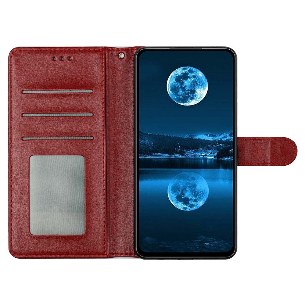 Samsung Galaxy A27 EIDERWOOD Kunstlæder Flip Cover - Strop - Mørkerød