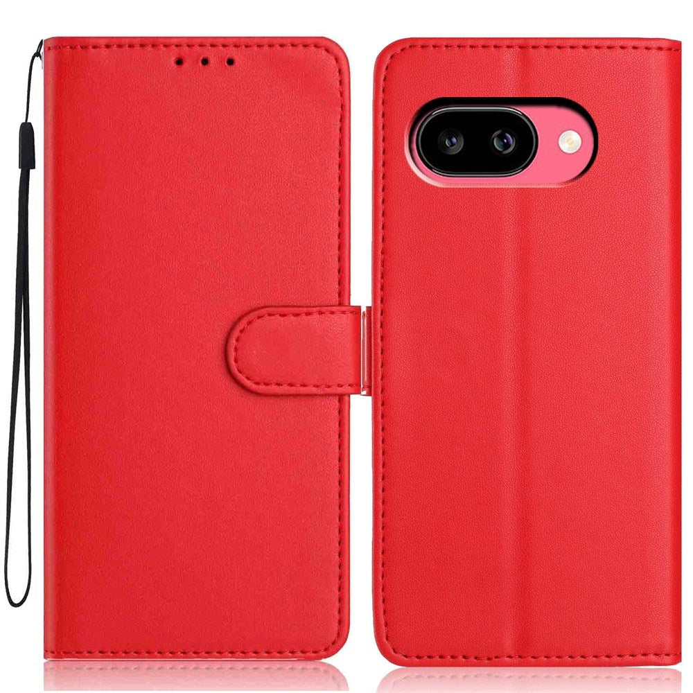 Google Pixel 10a EIDERWOOD Kunstlæder Flip Cover m. Strop - Rød