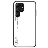 Samsung Galaxy S23 Ultra Glas Bagside Cover - Hello - Hvid