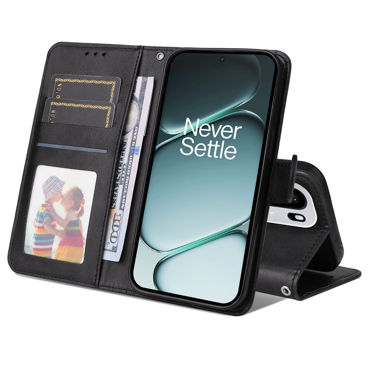 OnePlus 15R EIDERWOOD Kunstlæder Flip Cover - Strop - Sort