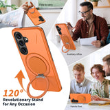 Samsung Galaxy S26 EIDERWOOD Hybrid Plast Bagside Cover - Roterende Kickstand - Orange