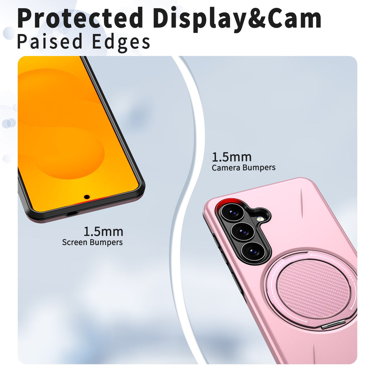 Samsung Galaxy S26 EIDERWOOD Hybrid Plast Bagside Cover - Roterende Kickstand - Lyserød