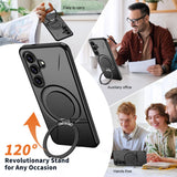 Samsung Galaxy S26 EIDERWOOD Hybrid Plast Bagside Cover - Roterende Kickstand - Sort