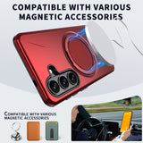 Samsung Galaxy S26 EIDERWOOD Hybrid Plast Bagside Cover - Roterende Kickstand - Rød