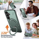 Samsung Galaxy S26 EIDERWOOD Hybrid Plast Bagside Cover - Roterende Kickstand - Grøn