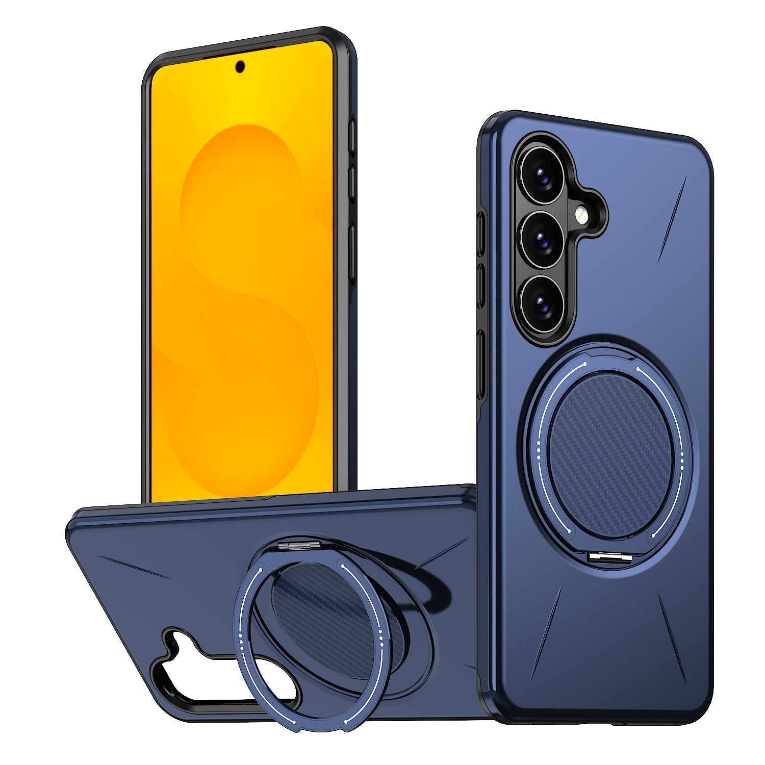 Samsung Galaxy S26 EIDERWOOD Hybrid Plast Bagside Cover - Roterende Kickstand - Blå