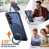 Samsung Galaxy S26 EIDERWOOD Hybrid Plast Bagside Cover - Roterende Kickstand - Blå