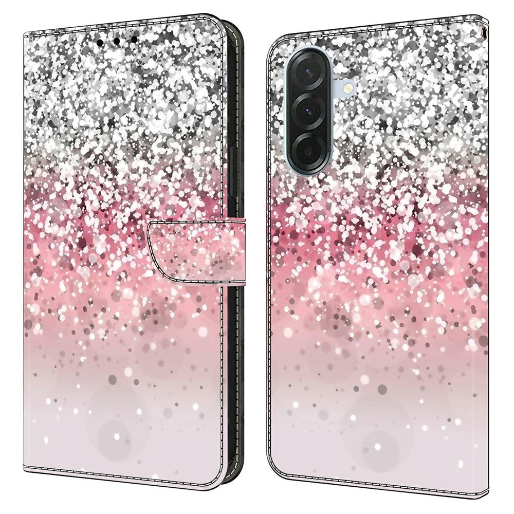 Samsung Galaxy A57 EIDERWOOD Flipcover m. Indbygget Kortholder & Ståfunktion - Lyserød / Sølv Glimmer