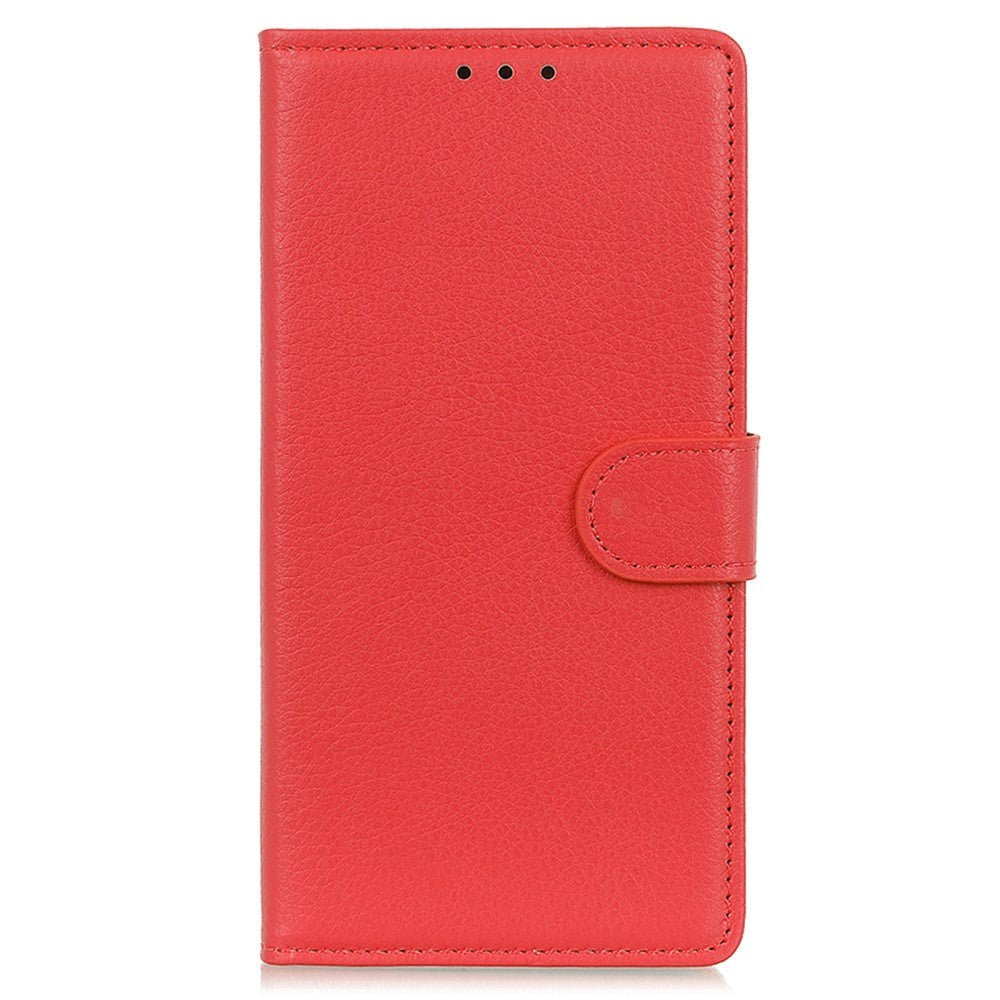 Motorola Moto G72 Litchi Læder Flip Cover m. Pung - Rød