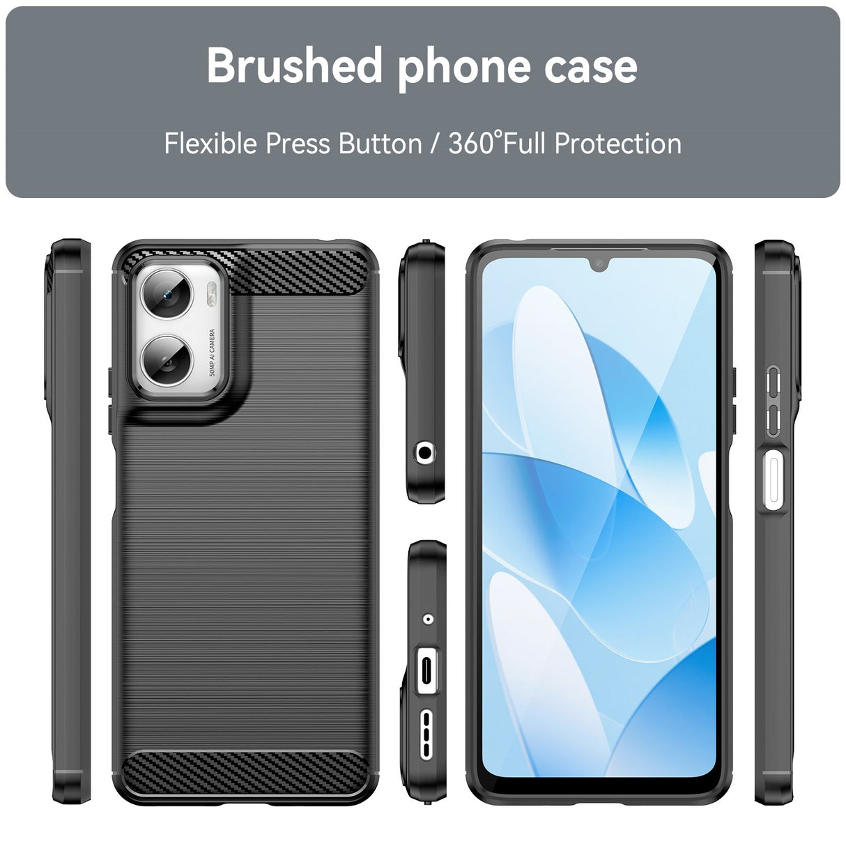 EIDERWOOD Motorola Moto G06 / G06 Power - Carbon Fiber Mobil Cover & Skærmbeskyttelse - Sort