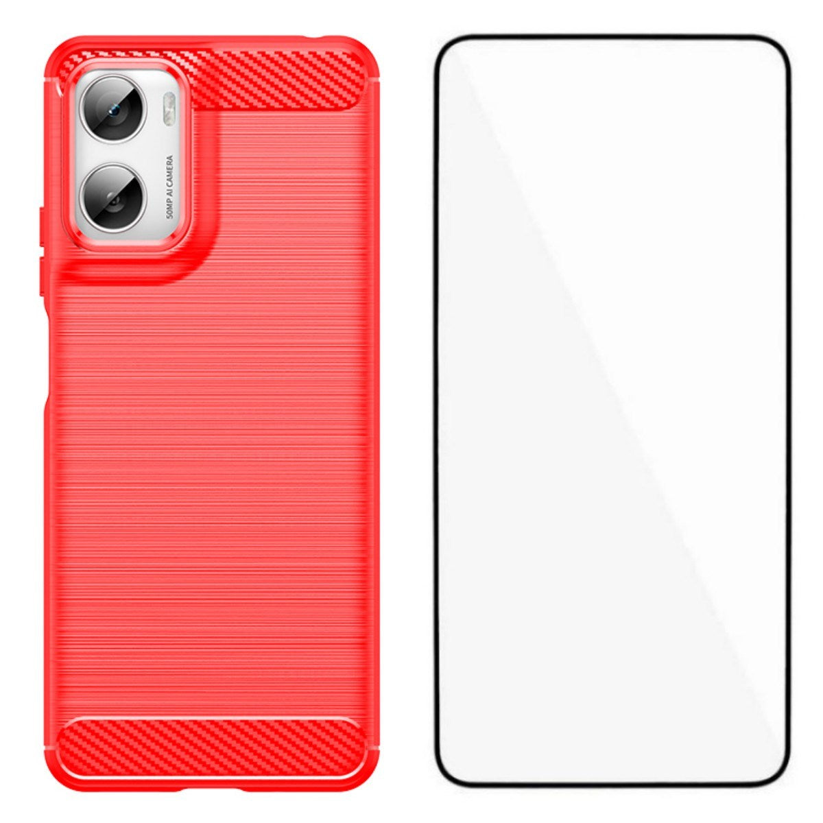 EIDERWOOD Motorola Moto G06 / G06 Power - Carbon Fiber Mobil Cover & Skærmbeskyttelse - Rød