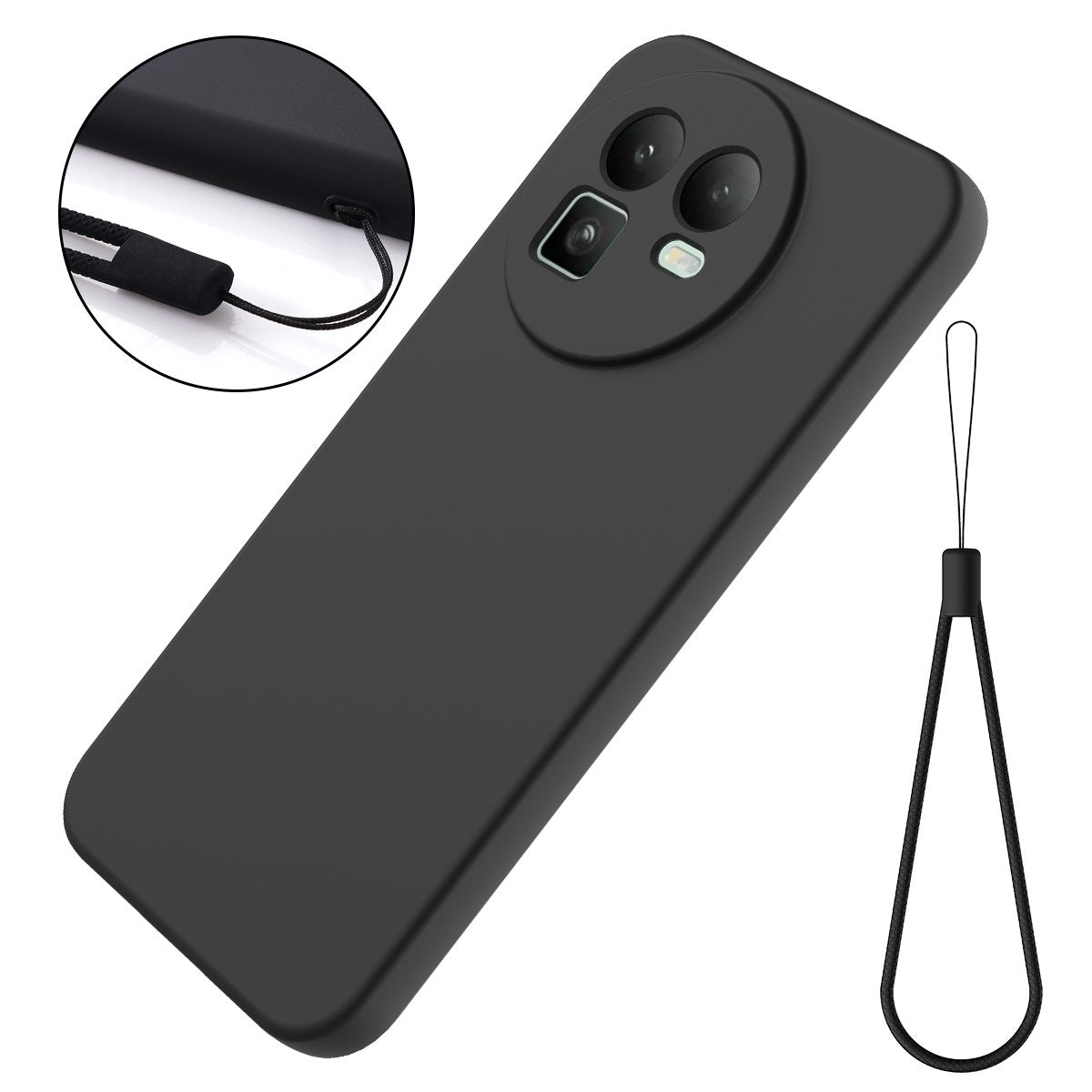 Realme GT 8 EIDERWOOD Silikone Bagside Cover m. Strop - Sort