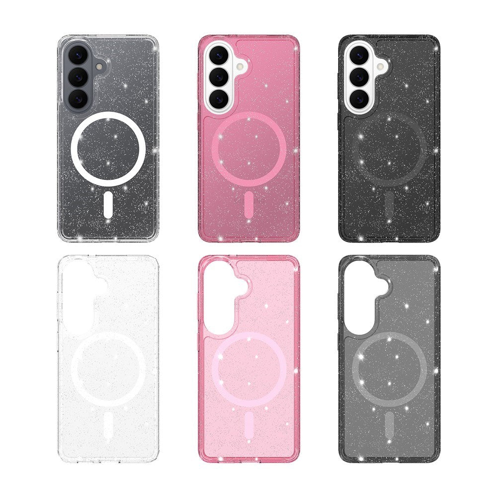 EIDERWOOD Samsung Galaxy S26 Plast Glitter Cover - MagSafe Kompatibel - Gennemsigtig / Sort