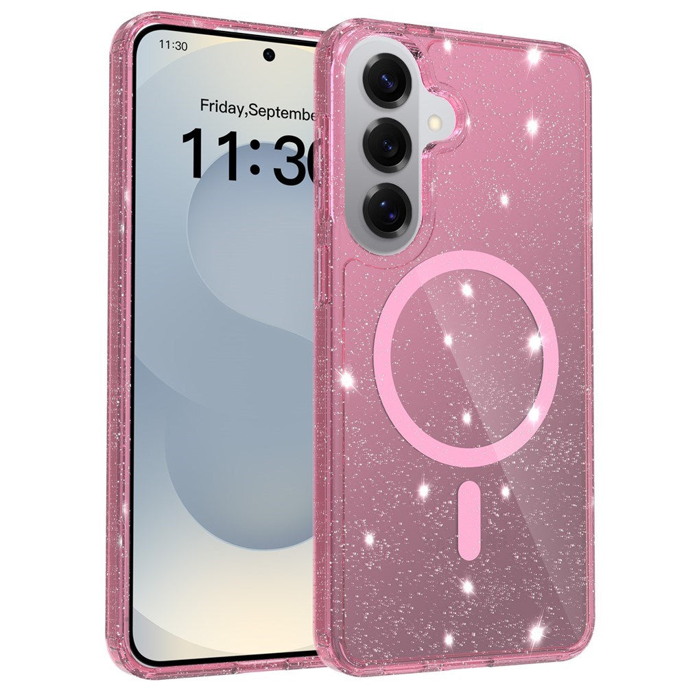 EIDERWOOD Samsung Galaxy S26+ (Plus) Plast Glitter Cover - MagSafe Kompatibel - Gennemsigtig / Lyserød