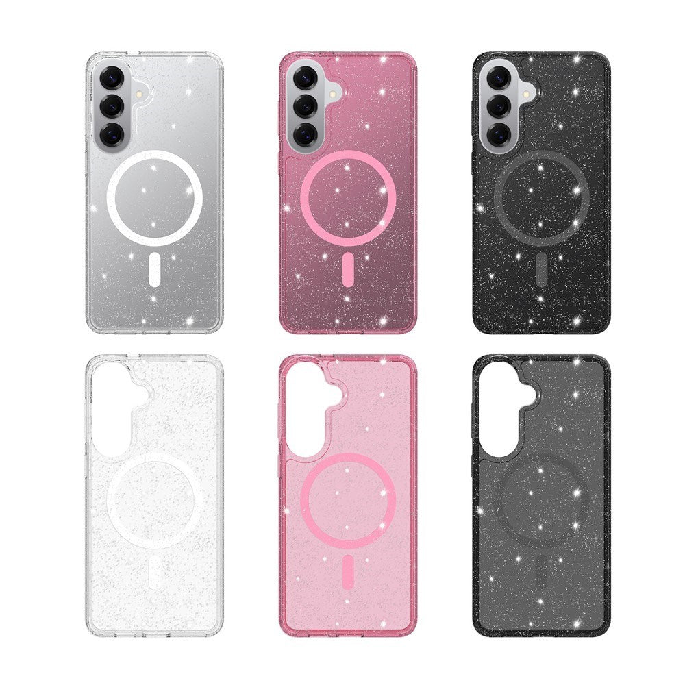 EIDERWOOD Samsung Galaxy S26+ (Plus) Plast Glitter Cover - MagSafe Kompatibel - Gennemsigtig / Lyserød