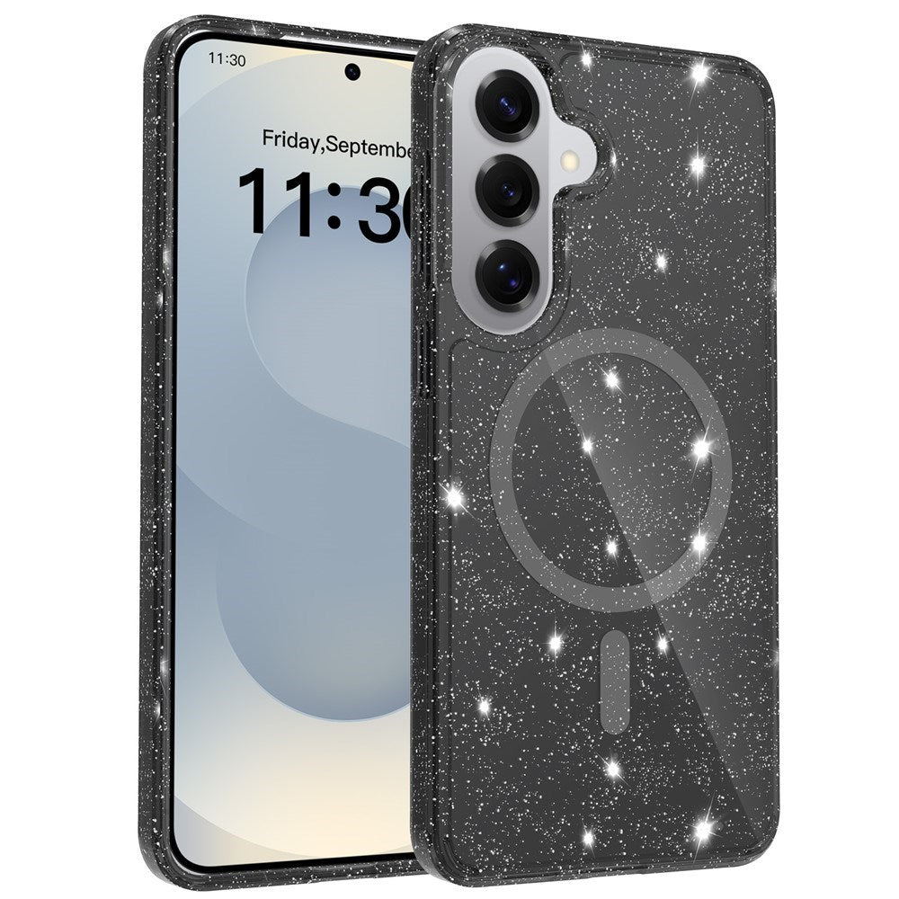 EIDERWOOD Samsung Galaxy S26+ (Plus) Plast Glitter Cover - MagSafe Kompatibel - Gennemsigtig / Sort