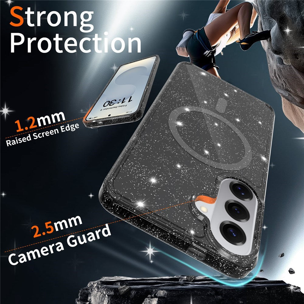 EIDERWOOD Samsung Galaxy S26+ (Plus) Plast Glitter Cover - MagSafe Kompatibel - Gennemsigtig / Sort