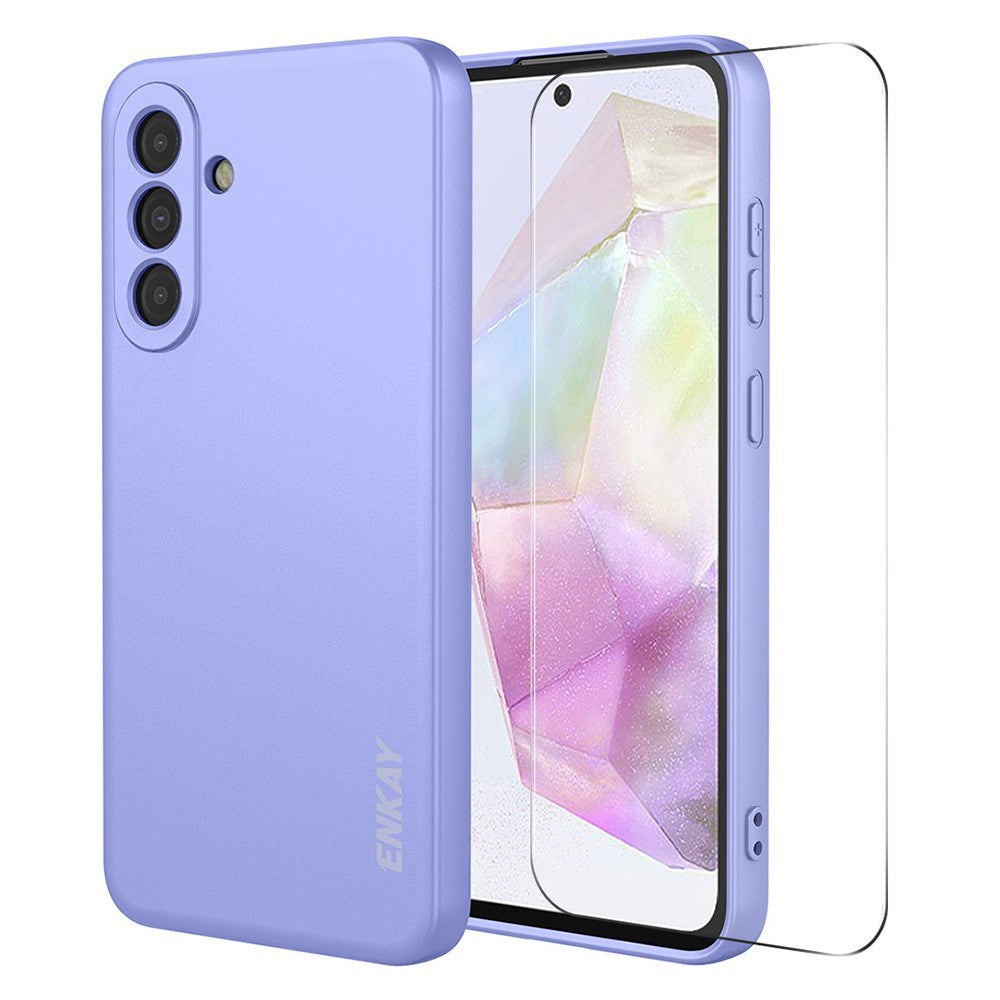 Samsung Galaxy A37 ENKAY Silikone Cover med Skærmbeskyttelse - Lilla