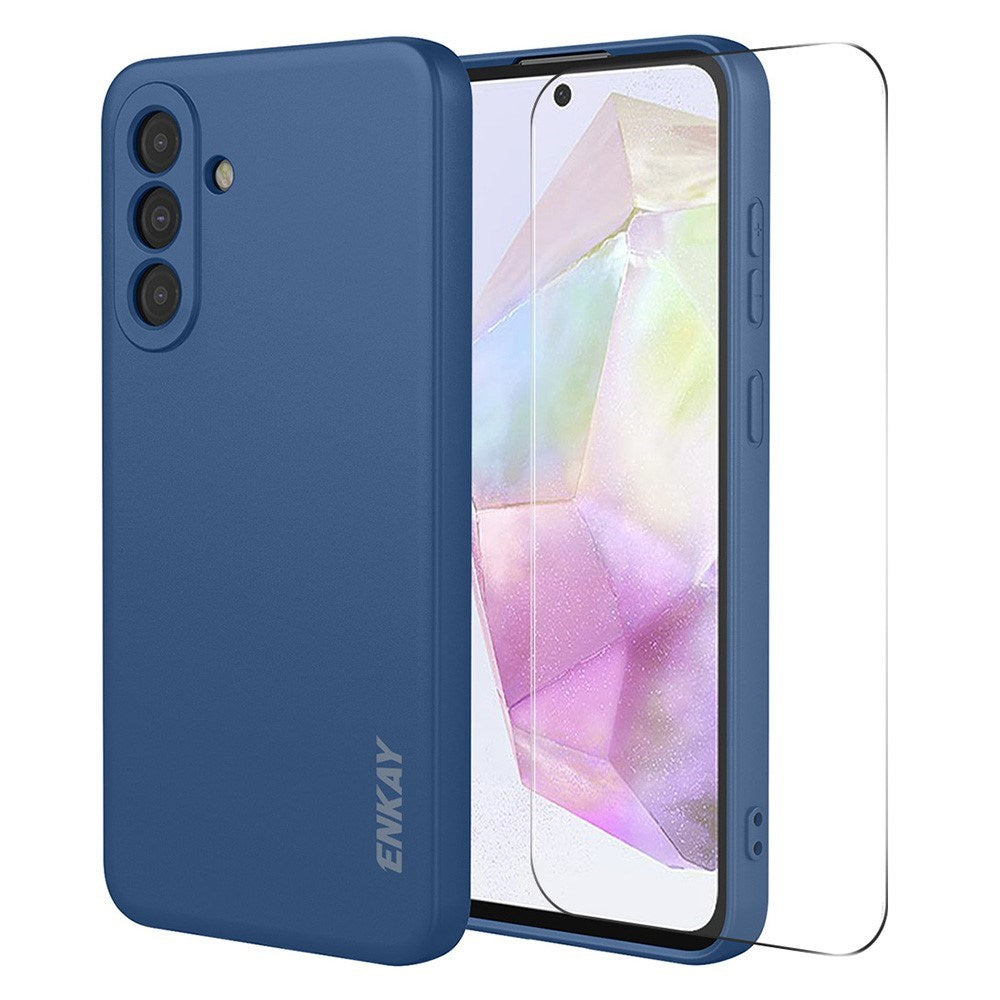 Samsung Galaxy A37 ENKAY Silikone Cover med Skærmbeskyttelse - Blå