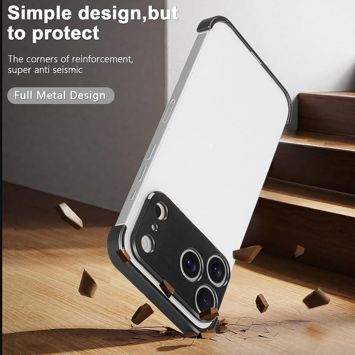 iPhone 17 Pro Todelt Bumper Cover m. Kameralinsebeskytter - Sort
