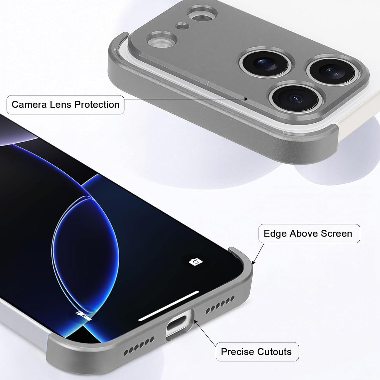iPhone 17 Pro Todelt Bumper Cover m. Kameralinsebeskytter - Grå
