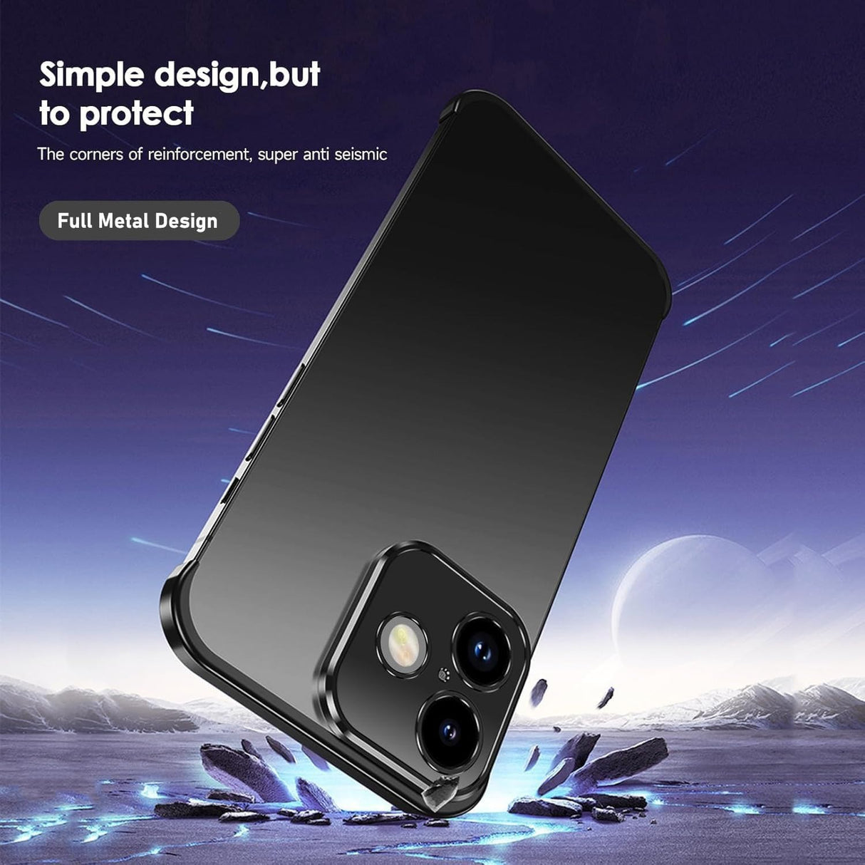 iPhone 17 Todelt Bumper Cover m. Kameralinsebeskytter - Sort