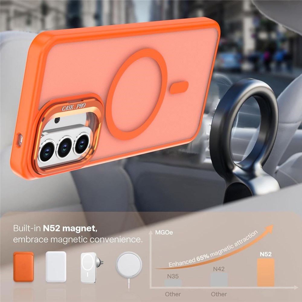 Samsung Galaxy A57 EIDERWOOD Hybrid Mobilcover m. Kickstand - MagSafe Kompatibel - Orange