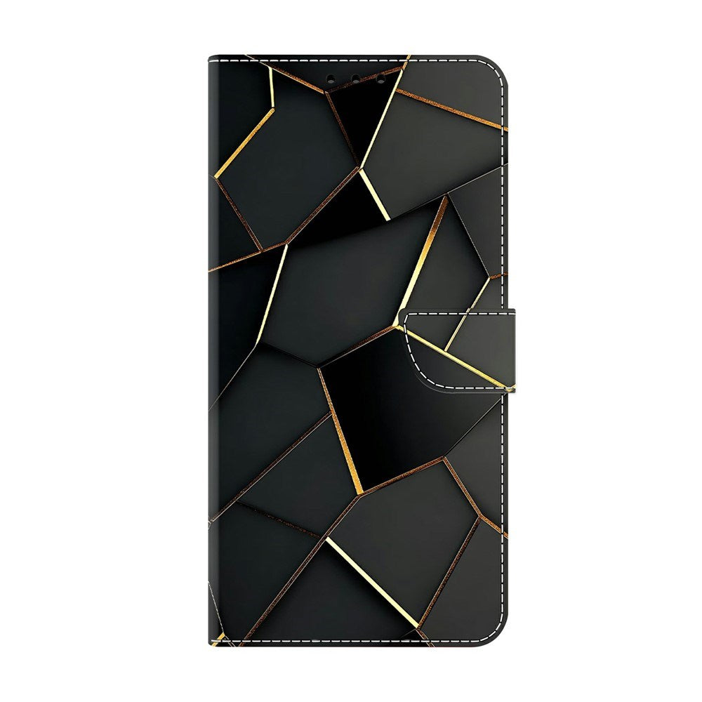 Samsung Galaxy A37 EIDERWOOD Kunstlæder Flipcover m. Indbygget Kortholder & Standerfunktion - Sort / Guld