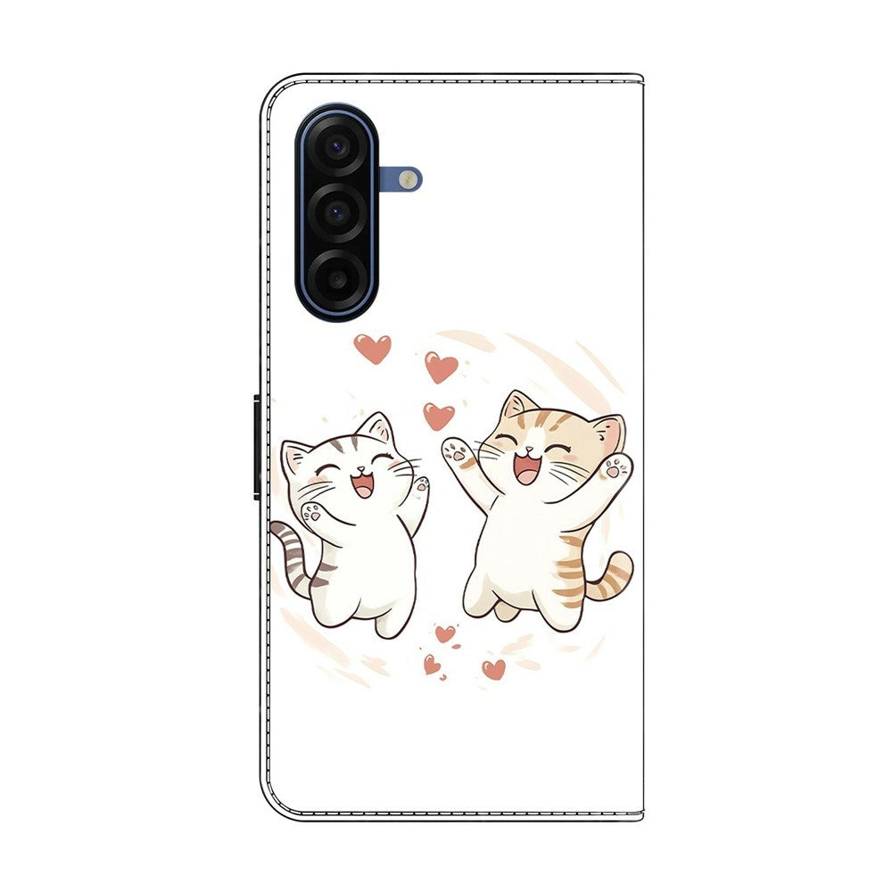 Samsung Galaxy A57 EIDERWOOD Kunstlæder Flipcover m. Indbygget Kortholder & Standerfunktion - Katte & Hjerter