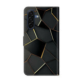 Samsung Galaxy A57 EIDERWOOD Kunstlæder Flipcover m. Indbygget Kortholder & Standerfunktion - Sort / Guld