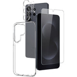 NORTHJO Samsung Galaxy S26 Ultra 3-i-1 Beskyttelsessæt m. Fleksibelt Plastik Cover / Hærdet Skærmglas / Kameralinseglas - Gennemsigtig