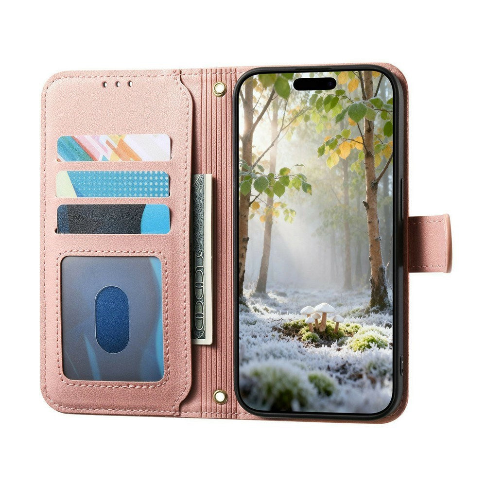 iPhone 18 Pro / 17 Pro EIDERWOOD Kunstlæder Flip Cover m. Tekstur - Lyserød