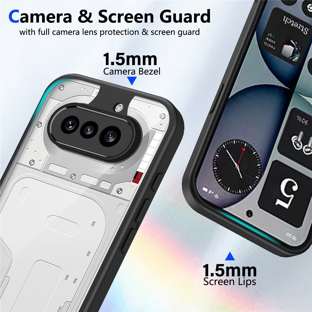 Nothing Phone (4a) Hybrid Bagside Cover - Gennemsigtig / Sort