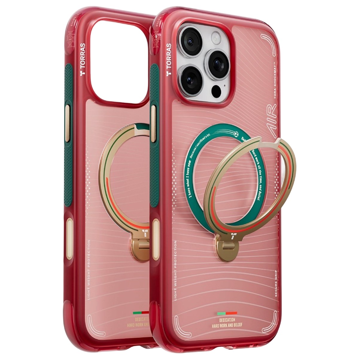 iPhone 16 Pro TORRAS Ostand Q3 Air Case m. 360° Kickstand - MagSafe Kompatibel - Wave of Passion