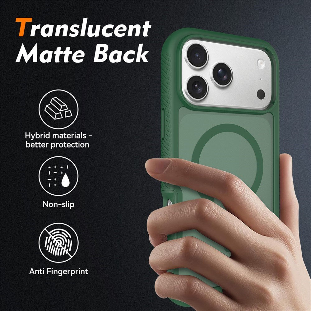 iPhone 18 Pro Max / 17 Pro Max EIDERWOOD Mat Hybrid Plast Bagside Cover m. Skærmbeskyttelsesfilm - MagSafe Kompatibel - Grøn