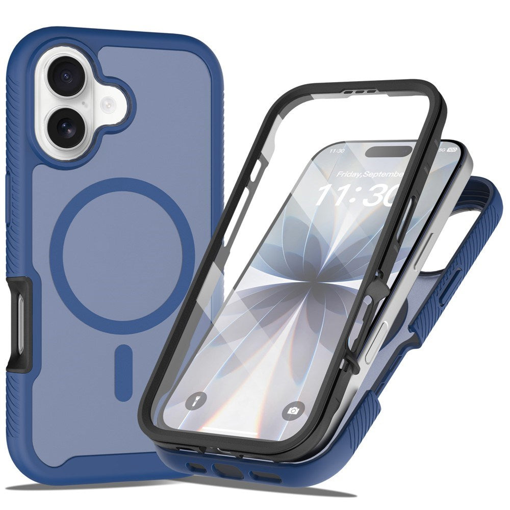 iPhone 17 EIDERWOOD Mat Hybrid Mobilcover m. Skærmbeskyttelsesramme - Blå