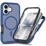 iPhone 17 EIDERWOOD Mat Hybrid Mobilcover m. Skærmbeskyttelsesramme - Blå