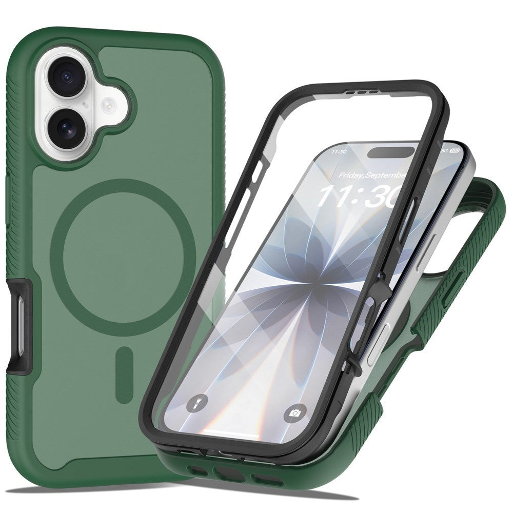 iPhone 17 EIDERWOOD Mat Hybrid Mobilcover m. Skærmbeskyttelsesramme - Grøn