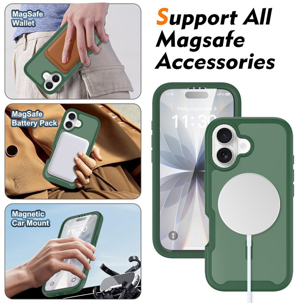 iPhone 17 EIDERWOOD Mat Hybrid Mobilcover m. Skærmbeskyttelsesramme - Grøn