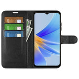 OPPO A17 EIDERWOOD Kunstlæder Cover m. Kortholder & Ståfunktion - Sort