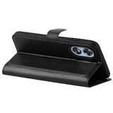OPPO A17 EIDERWOOD Kunstlæder Cover m. Kortholder & Ståfunktion - Sort