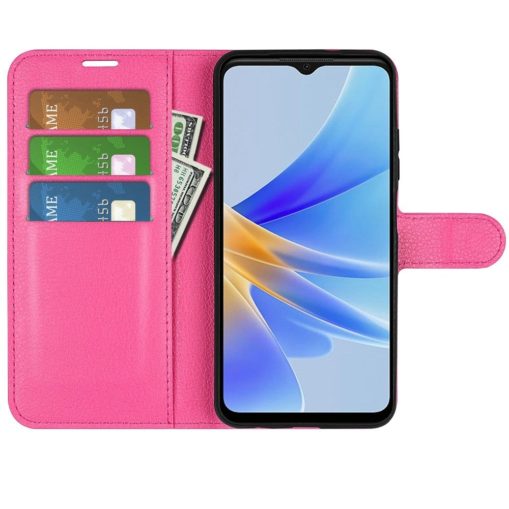 OPPO A17 EIDERWOOD Kunstlæder Cover m. Kortholder & Ståfunktion - Pink