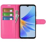 OPPO A17 EIDERWOOD Kunstlæder Cover m. Kortholder & Ståfunktion - Pink