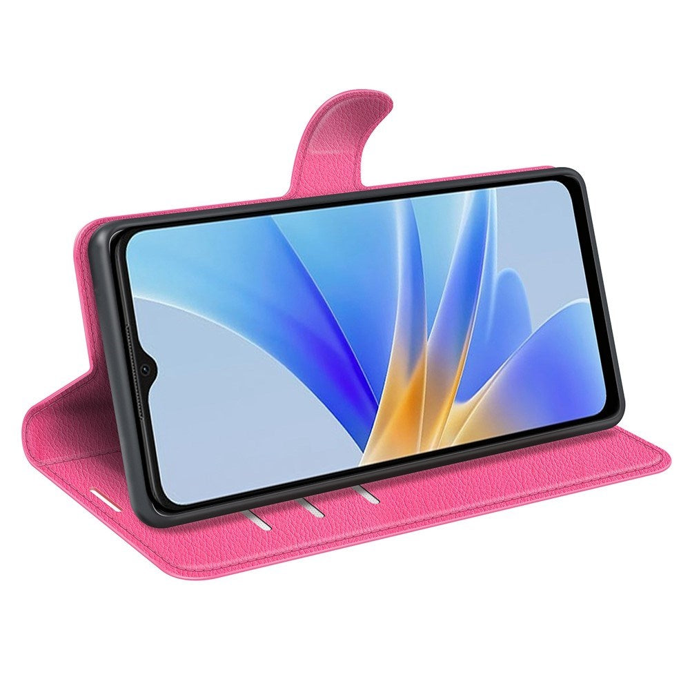 OPPO A17 EIDERWOOD Kunstlæder Cover m. Kortholder & Ståfunktion - Pink