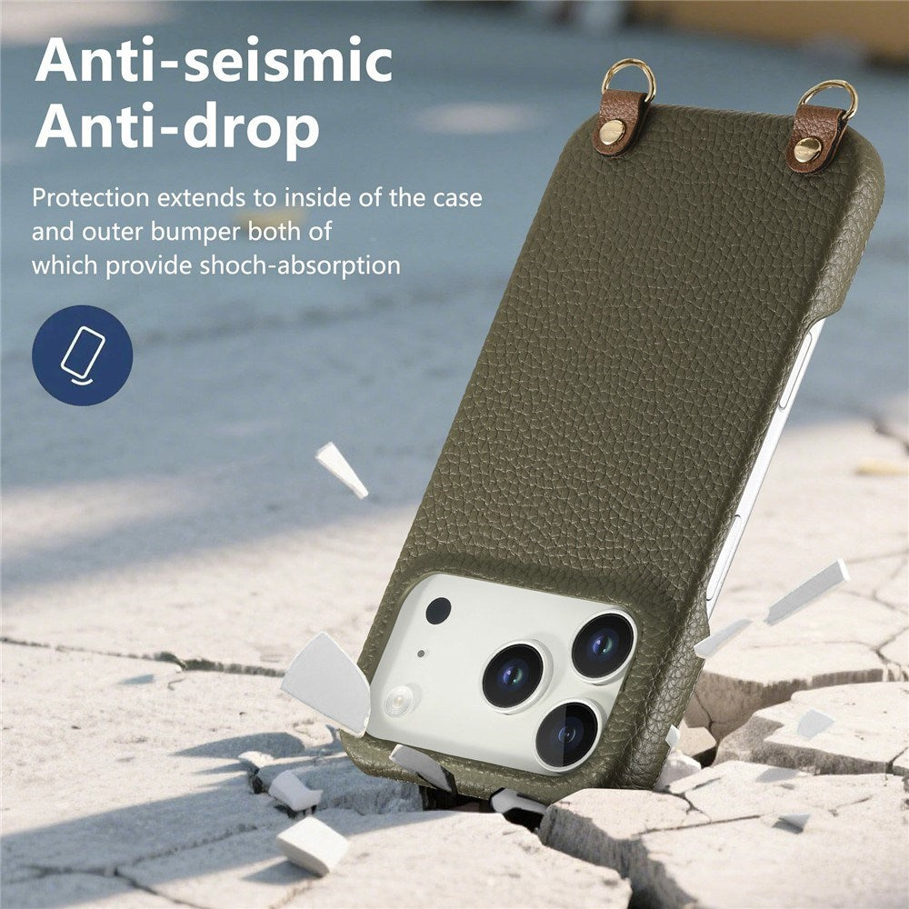 iPhone 17 Pro EIDERWOOD Kunstlæder Cover m. Strop - Grøn