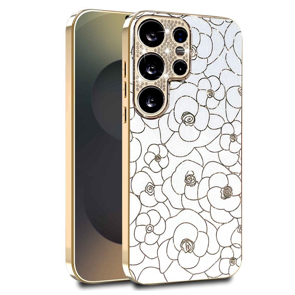 Samsung Galaxy S26 Ultra EIDERWOOD Hybrid Cover - Blomster & Diamant Kamera - Hvid