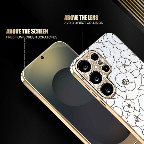 Samsung Galaxy S26 Ultra EIDERWOOD Hybrid Cover - Blomster & Diamant Kamera - Hvid