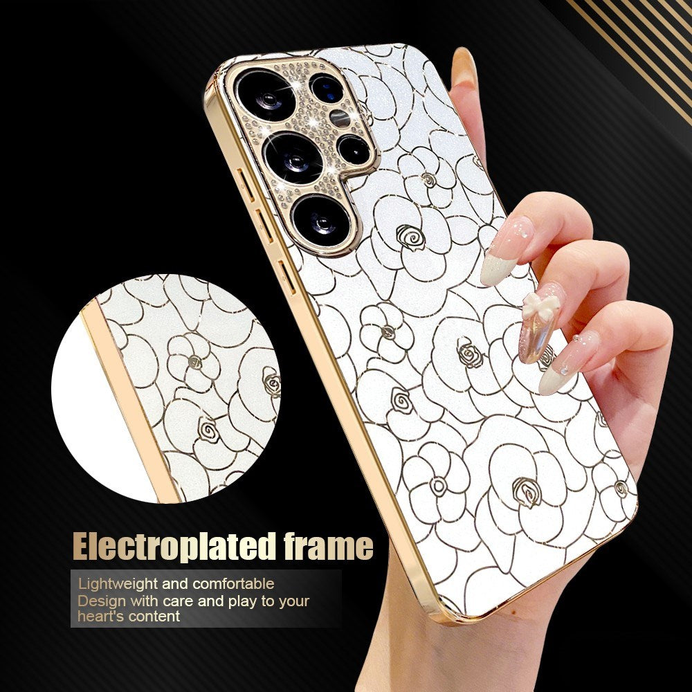 Samsung Galaxy S26 Ultra EIDERWOOD Hybrid Cover - Blomster & Diamant Kamera - Hvid