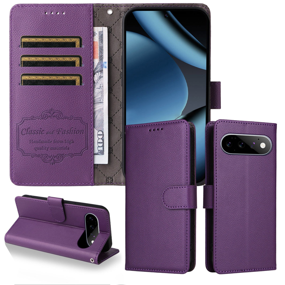 EIDERWOOD Google Pixel 11 / 11 Pro Flipcover inkl. Kortholder & Håndledsrem - Lilla